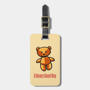 Cute Cartoon Teddy Bear Pun Illustration Luggage Tag