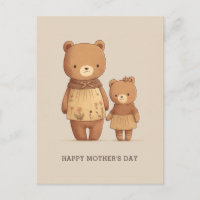 Cute cartoon teddy bears animals. Mathers Day