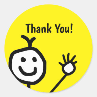 Cute Cartoon Thank You Yellow Classic Round Sticker