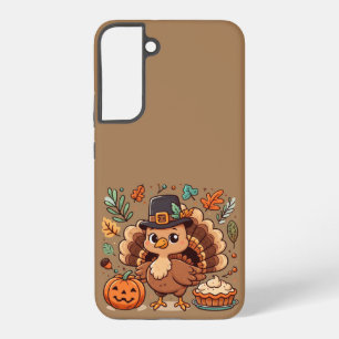 Cute Cartoon Thanksgiving turkey and pumpkin Samsung Galaxy Case