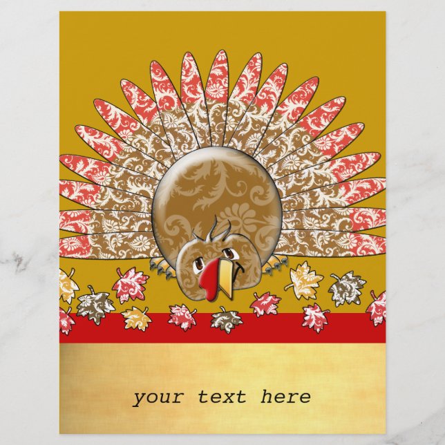 Cute Cartoon Thanksgiving Turkey Flyer (Front)