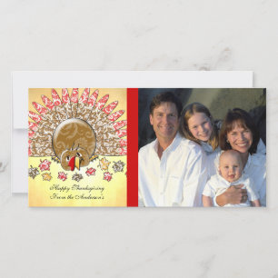 Cute Cartoon Thanksgiving Turkey Holiday Card