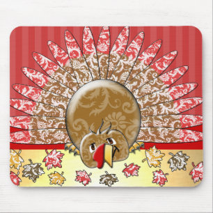 Cute Cartoon Thanksgiving Turkey Mouse Pad