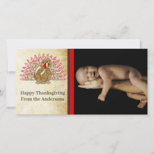 Cute Cartoon Thanksgiving Turkey Photo Card