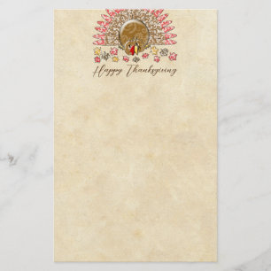 Cute Cartoon Thanksgiving Turkey Stationery