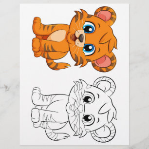 Cute Cartoon tiger colouring page