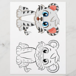 Cute Cartoon tiger colouring page