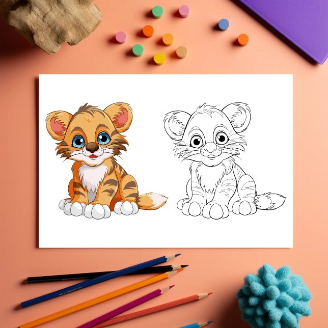 Cute Cartoon tiger colouring page (Creator Uploaded)