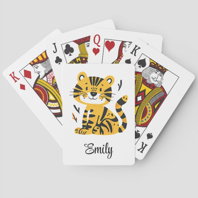 Cute cartoon tiger decoration playing cards (Back)