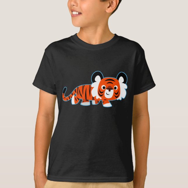 Cute Cartoon Tiger on The Prowl Children T-Shirt (Front)