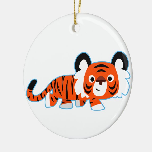 Cute Cartoon Tiger on The Prowl Ornament (Left)