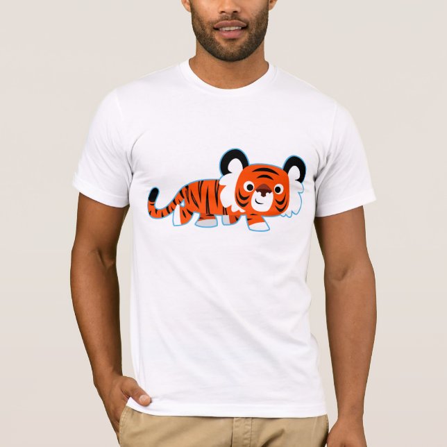 Cute Cartoon Tiger on The Prowl T-Shirt (Front)