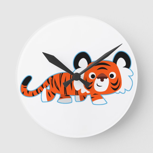 Cute Cartoon Tiger on The Prowl Wall Clock (Front)