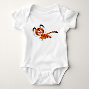 Cute Cartoon Tiger On The Run Baby Apparel Bodysuit