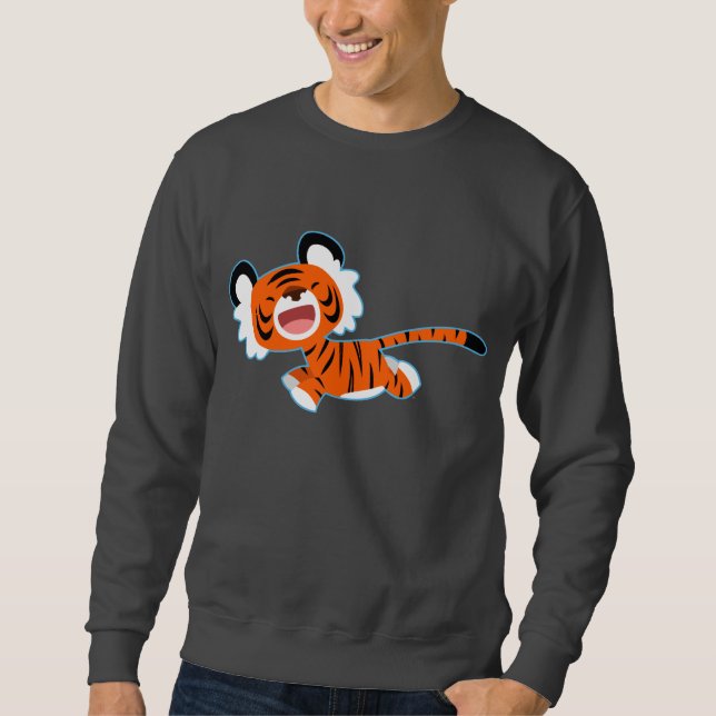 Cute Cartoon Tiger On The Run T-Shirt Sweatshirt (Front)