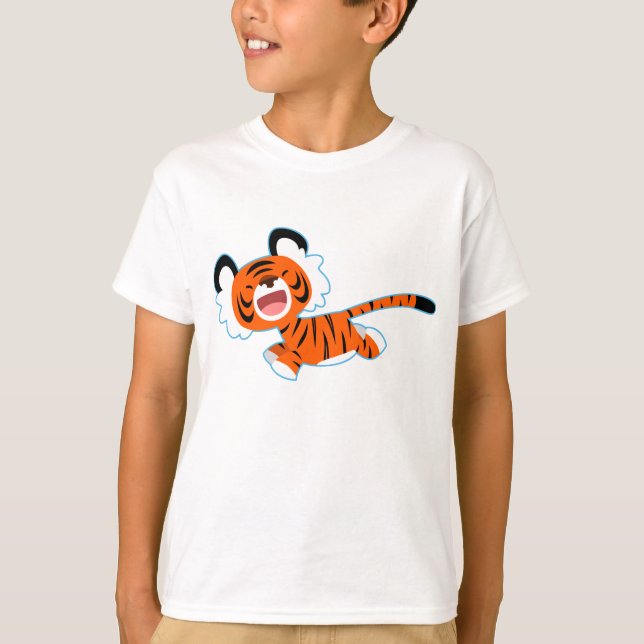 Cute Cartoon Tiger On The Run Women T-Shirt (Front)