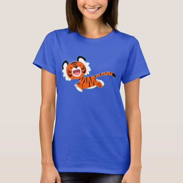 Cute Cartoon Tiger On The Run Women T-Shirt (Front)
