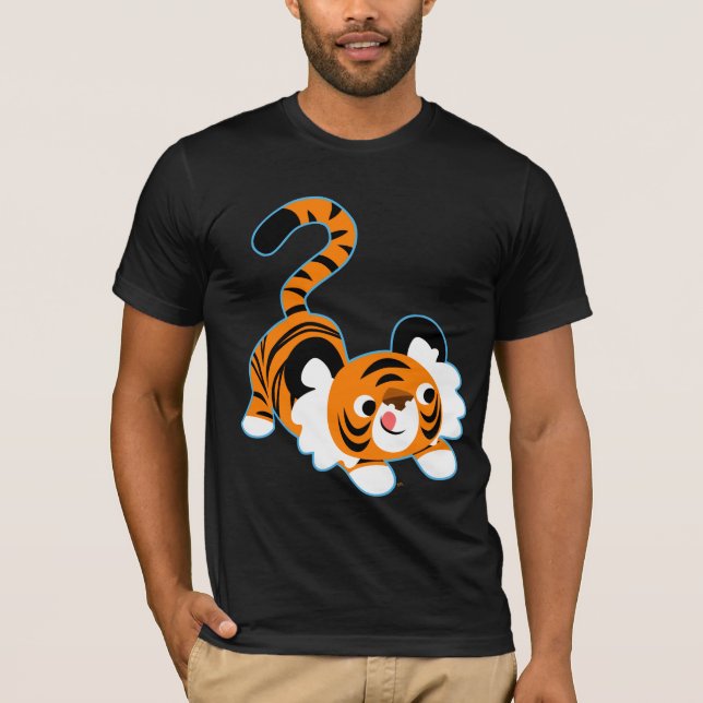 Cute Cartoon Tiger Ready To Play T-Shirt (Front)