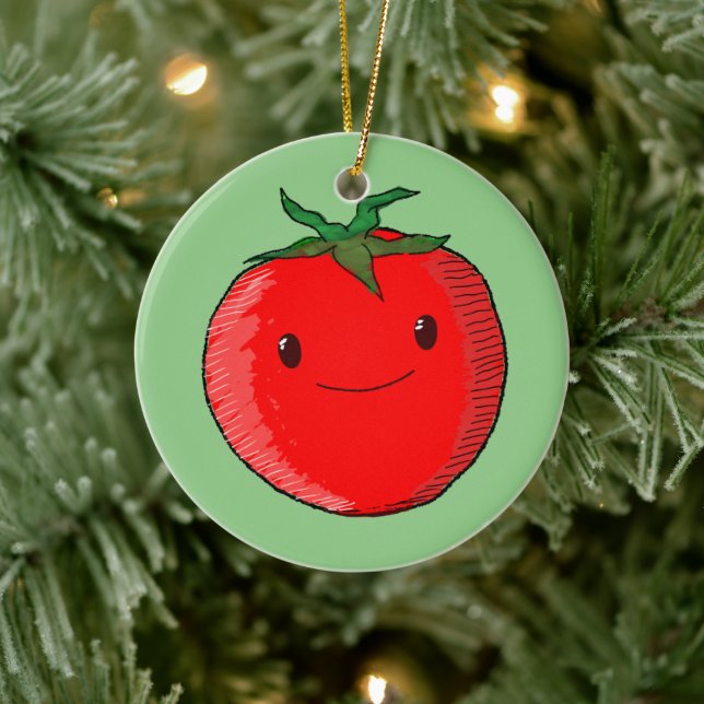 Cute Cartoon Tomato Ceramic Tree Decoration (Tree)