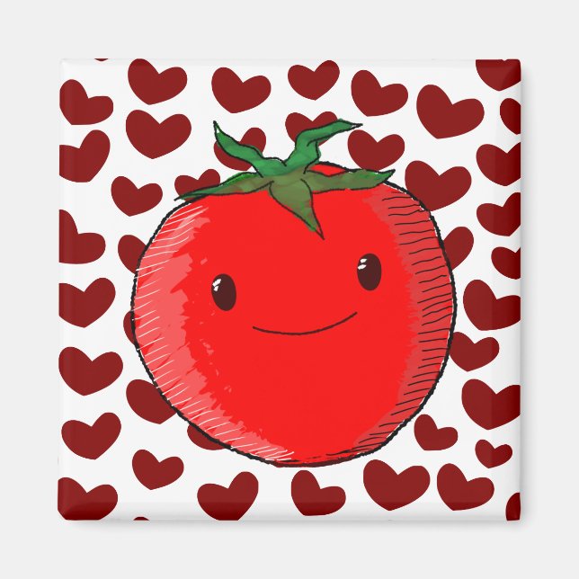 Cute Cartoon Tomato Lover Magnet (Front)