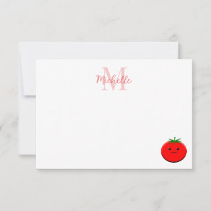Cute Cartoon Tomato Personalized Monogram Card