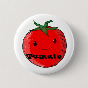 Cute Cartoon Tomato With Text 6 Cm Round Badge