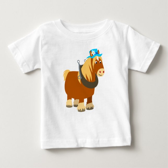Cute Cartoon Trait Breton Horse Baby T-Shirt (Front)