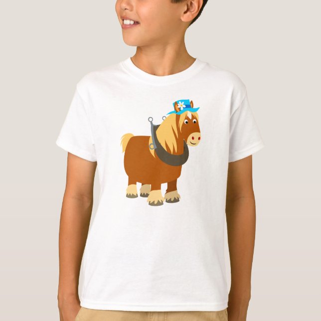 Cute Cartoon Trait Breton Horse Children T-Shirt (Front)