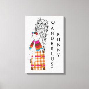 Cute Cartoon Travel Bunny Italy Vacation Canvas Print