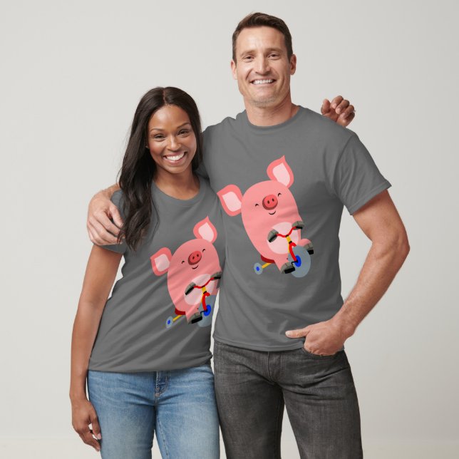 Cute Cartoon Tricycle Pig T-Shirt (Unisex)