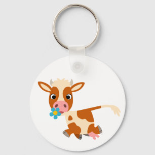Cute Cartoon Trotting Cow Keychain