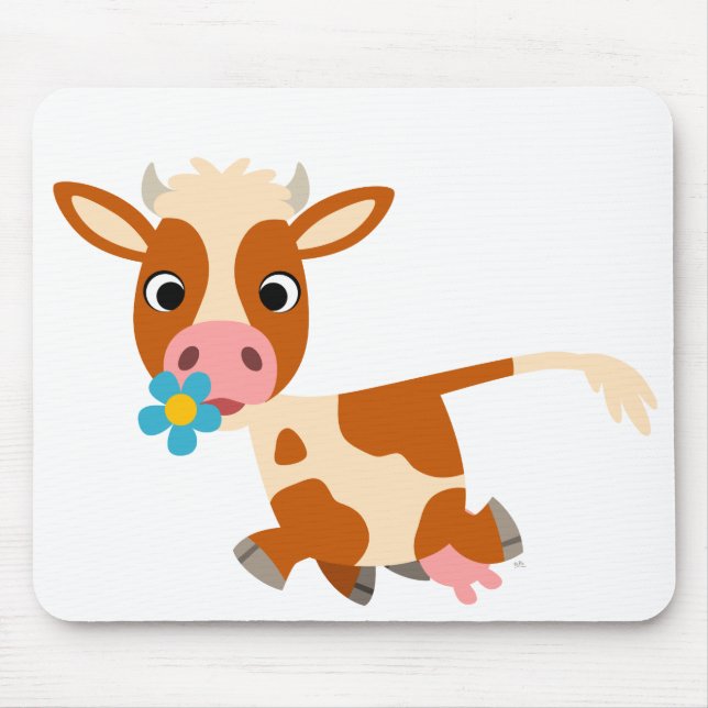 Cute Cartoon Trotting Cow Mousepad (Front)