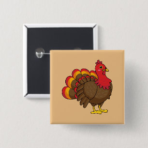 Cute Cartoon Turkey 15 Cm Square Badge