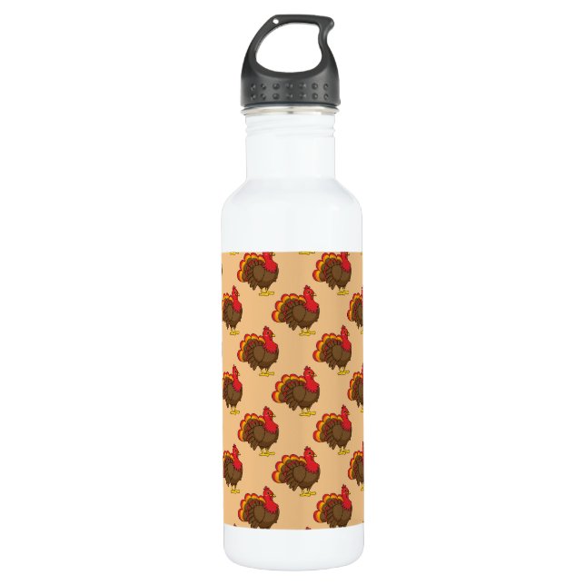 Cute Cartoon Turkey 710 Ml Water Bottle (Front)