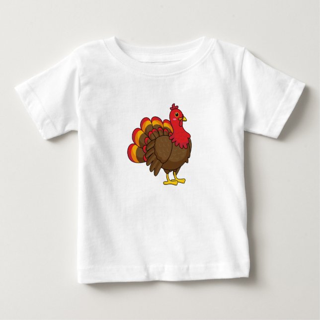 Cute Cartoon Turkey Baby T-Shirt (Front)
