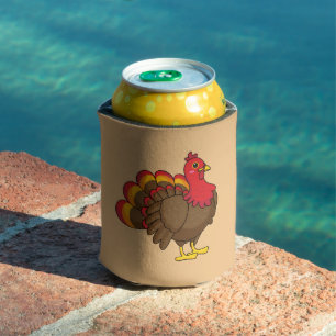 Cute Cartoon Turkey Can Cooler