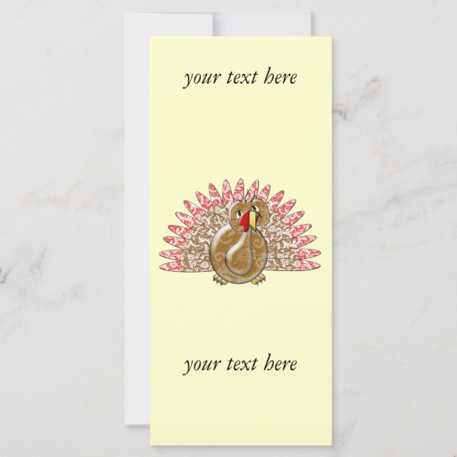 Cute Cartoon Turkey Damask Pattern (Front)