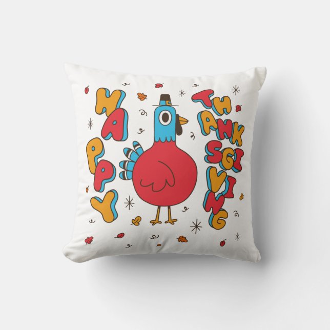 Cute Cartoon Turkey Fall  Cushion (Front)