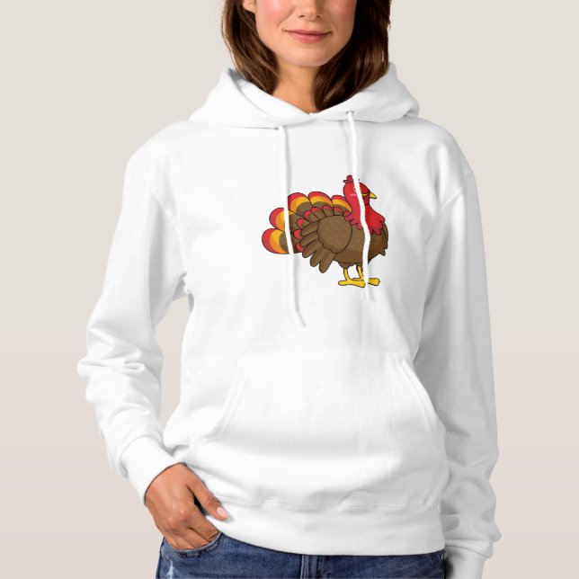 Cute Cartoon Turkey Hoodie (Front)