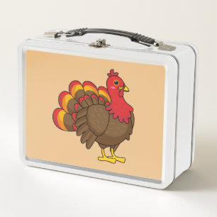 Cute Cartoon Turkey Metal Lunch Box