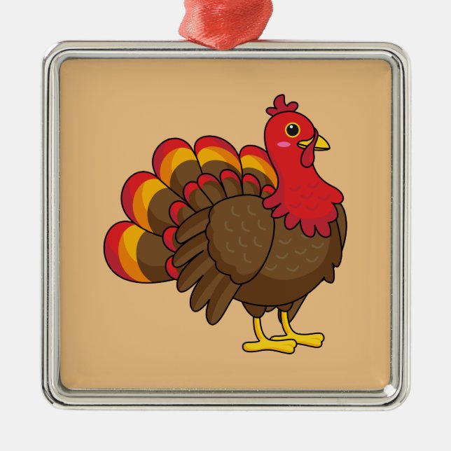 Cute Cartoon Turkey Metal Tree Decoration (Front)