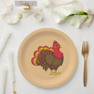 Cute Cartoon Turkey Paper Plate