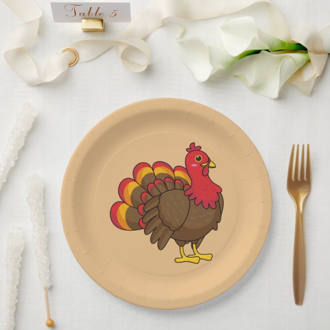 Cute Cartoon Turkey Paper Plate (Wedding)