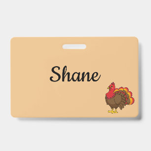 Cute Cartoon Turkey Personalise ID Badge