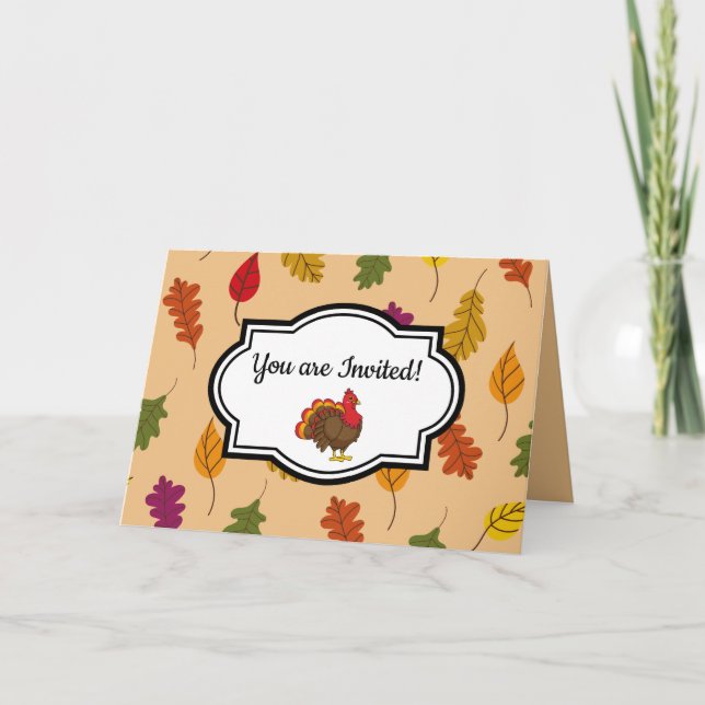 Cute Cartoon Turkey | Personalise  Invitation (Front)