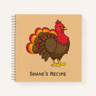 Cute Cartoon Turkey   Personalise Notebook