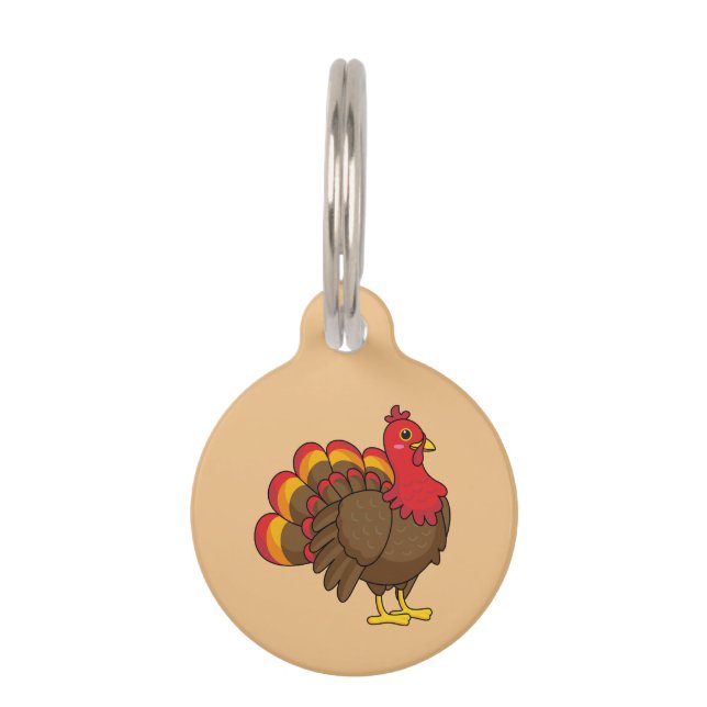 Cute Cartoon Turkey | Personalise Pet Tag (Front)