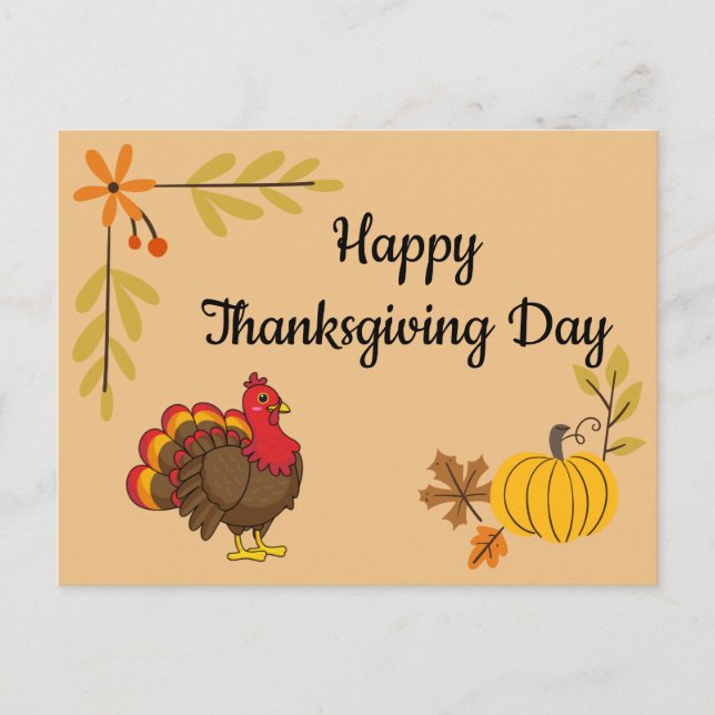 Cute Cartoon Turkey Postcard (Front)
