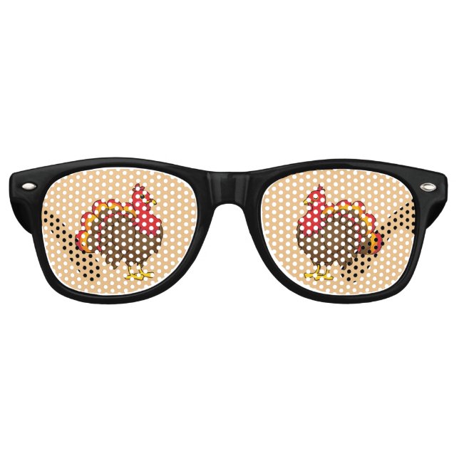 Cute Cartoon Turkey Retro Sunglasses (Front)
