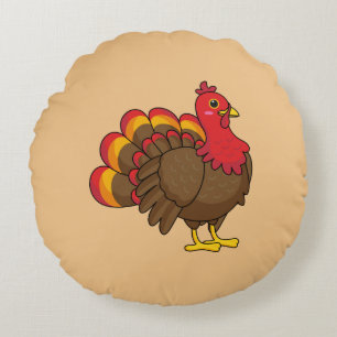 Cute Cartoon Turkey Round Cushion